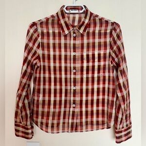 Miu Miu Red and Brown Checkered Shirt